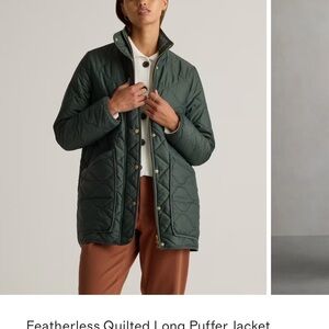 Quince Featherless Quilted Long Puffer Jacket - Deep Green